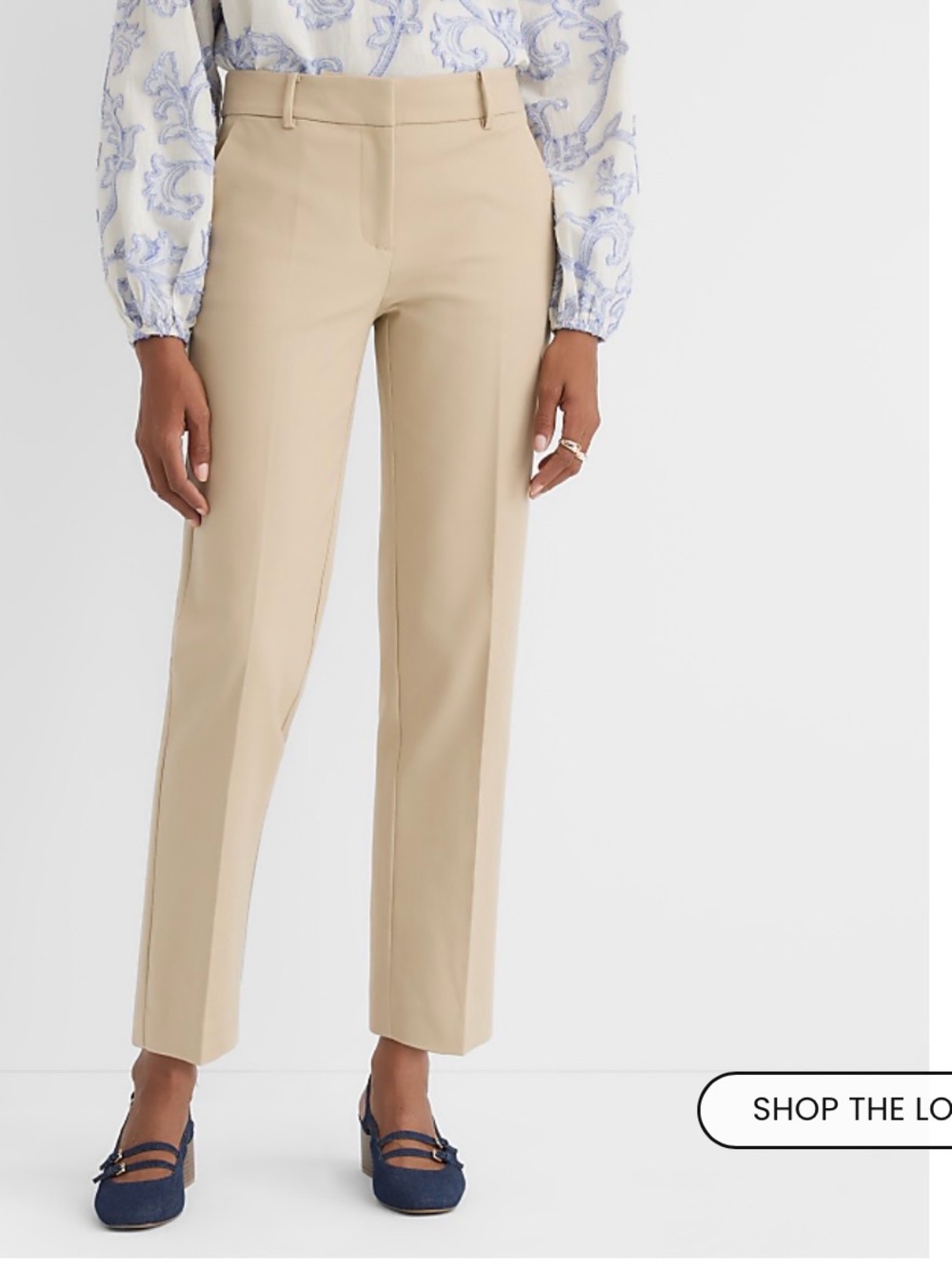 LOFT Riviera slim pants soft wheat Ankle Straight-Leg Pants